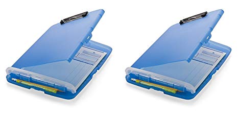 Officemate Slim Clipboard Storage Box, Translucent Blue (83304), 2-Pack