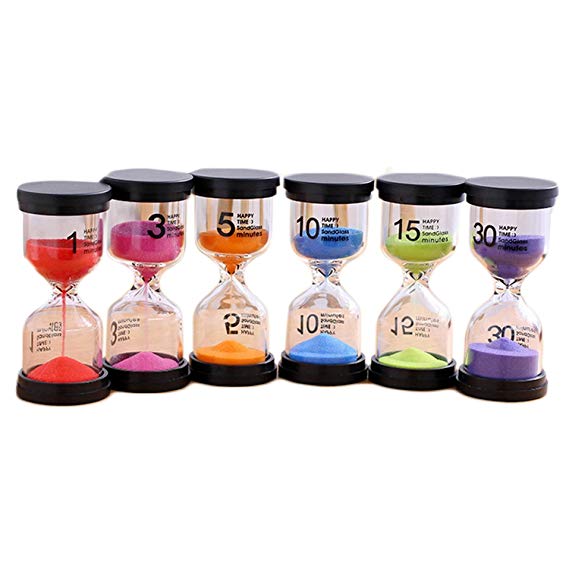 Hourglasses,Gosear Sand Timer 6pcs Hourglass Sand Clock Timer Sandglass 1 3 5 10 15 30mins for Classroom Game Home Office Decoration Random Colors.