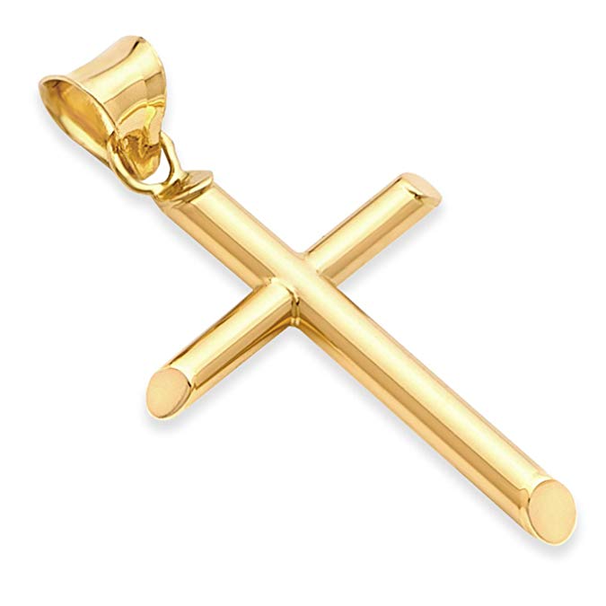 14k REAL Yellow Gold Religious Classic Cross Charm Pendant - 5 Different Size Available