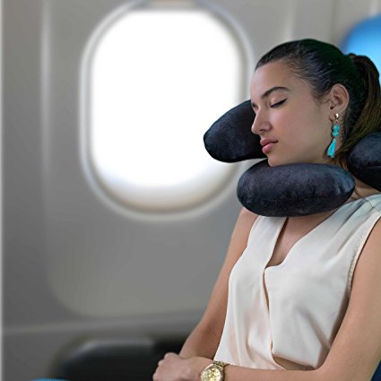 Lucy RealCushion© Bamboo Inflatable Travel Pillow – Welcome to Bamboo Fabric Softness and Unique RealCushion© System that Feels more like a Real Pillow