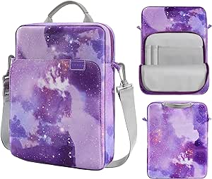 MoKo 13.3-14 Inch Laptop Sleeve Bag Fits MacBook Pro M3/M2 14" 2023,MacBook Pro 13" M2,New MacBook Air 13.6" M3/M2 2024,Tab S8 Ultra 14.6",Handle Carrying Case with Shoulder Strap,Purple Starry Sky