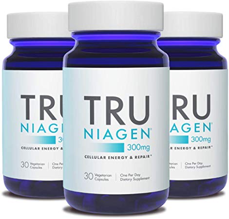 TRU NIAGEN Nicotinamide Riboside - Patented NAD Booster for Cellular Repair & Energy, 300mg Vegetarian Capsules, 300mg Per Serving, 30 Day Bottle (3 Pack)