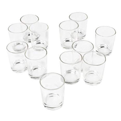 2.5" Clear Glass Votive Candle Holders for Candle Making Kit, Aromatherapy, Tealight Candles Holder Cup Set (12 Pack)