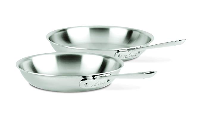 All-Clad D3 Stainless Steel Frying Pan Set, 10 & 12 Inch, Silver