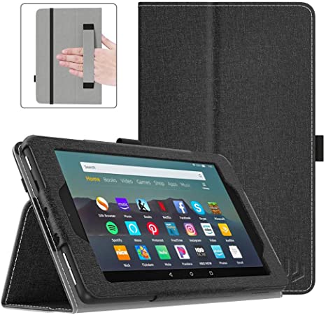 Dadanism Folio Case Fits All-New Amazon Kindle Fire 7 Tablet (9th Generation, 2019 Release only), Premium Fabric Lightweight Slim Shockproof Smart Stand Cover with Auto Wake/Sleep - Denim Black