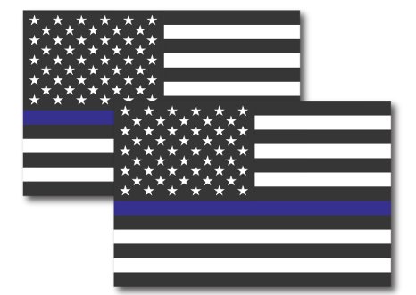 Thin Blue Line American Flag Magnet Decal - Heavy Duty for Car Truck SUV - 2 Pack