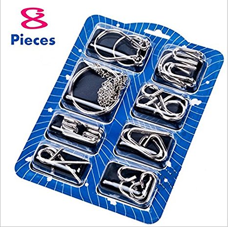 Metal Wire Puzzles,IQ Toys Brain Teaser Metal Wire Puzzles (8-Pack) Educational Toy Gift for Kids and Adults