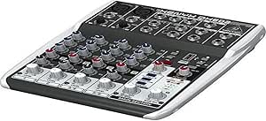 Behringer XENYX QX602MP3 Premium 6-Input 2-Bus Mixer mit XENYX Mic Preamps, British EQ, MP3 Player und Multi-FX