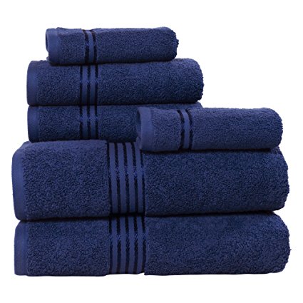 Lavish Home 100% Cotton Hotel 6 Piece Towel Set - Navy