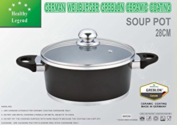 7.1 Quart Stock Pot (soup pot) with Non-stick German Weilburger Ceramic Coating by Healthy Legend - Induction Ready, ECO Friendly Non-toxic Cookware