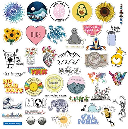 nuoshen 56Pcs Waterproof Cartoon Stickers,Decorative stickers Aesthetics Stickers for Cup Laptop Motorcycle Bicycle Luggage