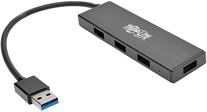 Tripp Lite 4-Port Portable Slim USB 3.0 Super speed Hub with Built In Cable (U360-004-SLIM)