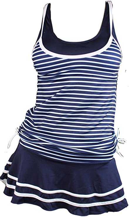 MiYang Women's Tankini Striped Vintage Swim Dress