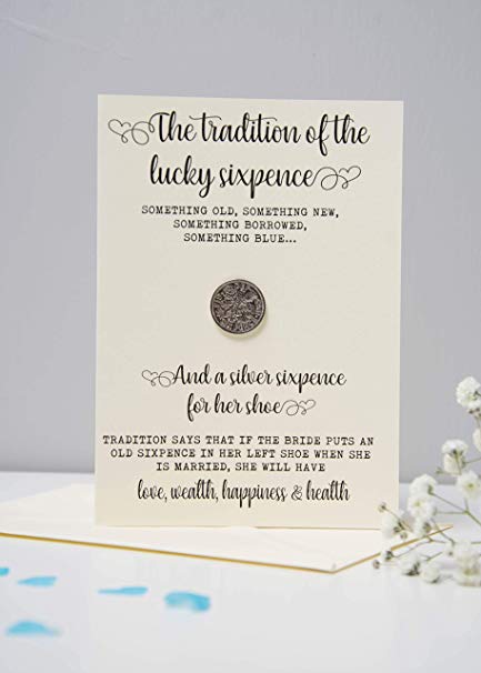 Bride's Sixpence Coin and Card | Sixpence Tradition | Something Old, Something New, Something Borrowed, Something Blue, and a Sixpence for Her Shoe