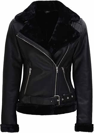 fjackets Leather Sherpa Jacket Womens - Real Lambskin Shearling Jackets For Women