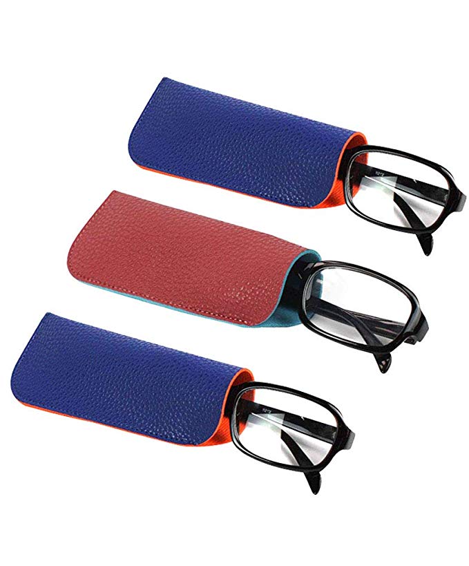 JAVOedge (5 PACK/3 PACK) 2 Tone Style Soft Pouch Eyeglass Storage Case w/Microfiber Eyeglasses Cloth (Mix Colors Set)