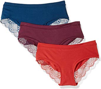 Mae Women's Softest Modal Lace Back Panty, 3 Pack (Sizes XS-3X)