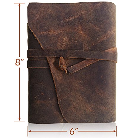LEATHER JOURNAL Writing Notebook - Antique Handmade Leather-Bound Daily Notepads For Men & Women Unlined Paper Large 8 x 6 Inches - Best Gift for Art Sketchbook, Travel Diary & Journals to Write in