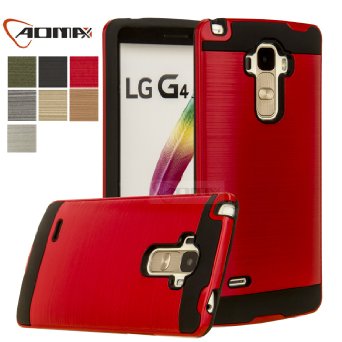 LG G Stylo Case LG G4 Stylus Case Aomax Anti-Shock Brushed Metal Texture  TPU and PC Dual Layer Hybrid Non-slip Protective Case For LG G4 Stylus  G Stylo  LS770 VLS Armor Red