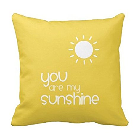 You Are My Sunshine Yellow Pillow Decorative Inspirational Quotes Pillow Cover Square Throw Pillow Case Cover Quotes Two Sides Zippered Pillowcase Pillow Cover 18x18 inches
