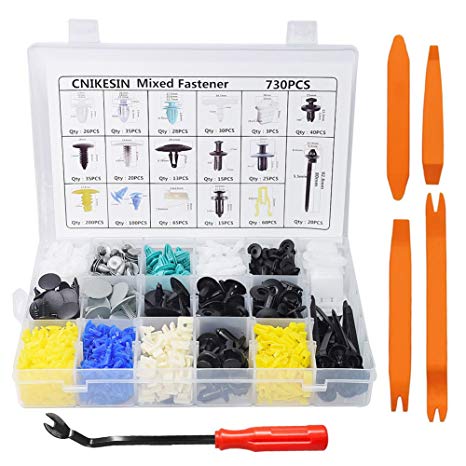 CNIKESIN Universal 730Pcs Auto Fasteners Retainers Assortment Bumper Clips Car Plastic Rivets Engine Cover Fender Fastener Clips For Gm Ford Toyota Honda Chrysler