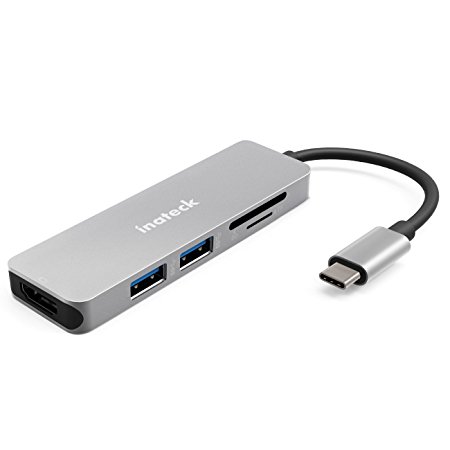 Inateck USB C Hub Slim Aluminum USB 3.1 Gen1 Type C Hub Adapter with 4K HDMI Video Output, SD and Micro SD Card Reader, 2 USB 3.0 Ports for MacBook Pro, Google Chromebook 2016 and More Laptops, Silver