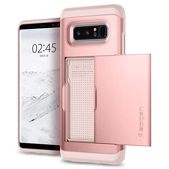 Samsung Galaxy Note 8 Case, Spigen® [Slim Armor CS] Galaxy Note 8 Case Cover with Slim Dual Layer Wallet Design and Card Slot Holder for Galaxy Note 8 (2017) - Rose Gold 587CS22074