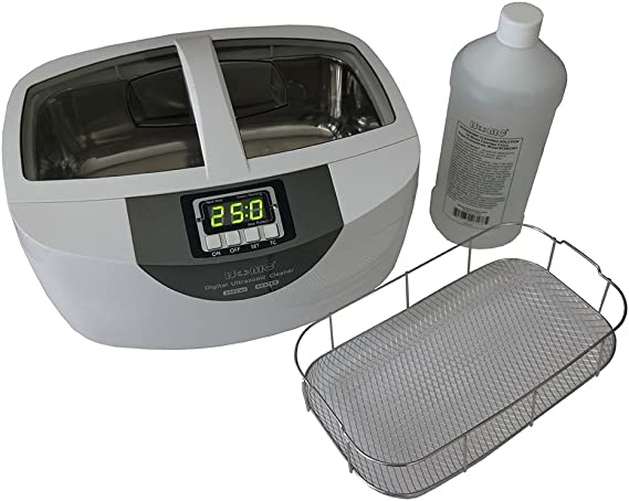 iSonic® Ultrasonic Brass and Gun Cleaner P4820-WSB25 with 25 min. Timer, Heater and Stainless Steel Wire Mesh Basket, Brass Cleaning Solution Concentrate-1Qt