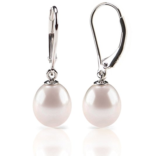 PAVOI Freshwater Cultured Pearl Earrings Leverback Dangle Studs - Handpicked AAA Quality