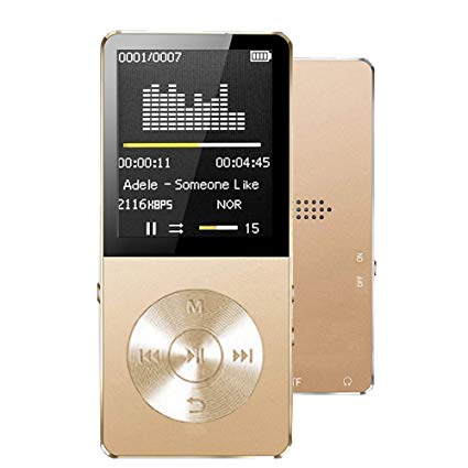 MP3 Player / MP4 Player, Hliwoynes MP3 Music Player Slim Classic Digital LCD 1.82'' Screen Mini USB Port with FM Radio, Voice Record (Upgraded Version-Gold.1)