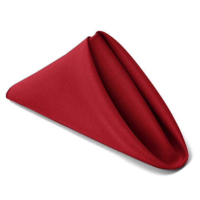 TableLinensforLess 17x17 Inch Polyester Cloth Napkins, Set of 6 (Cherry Red)