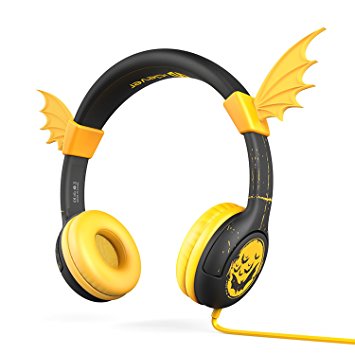 iClever BoostCare Kids Headphones Halloween Bat-Inspired Over the Ear Headsets for Children with Kid-Safe Volume Limiting Technology, Black Yellow