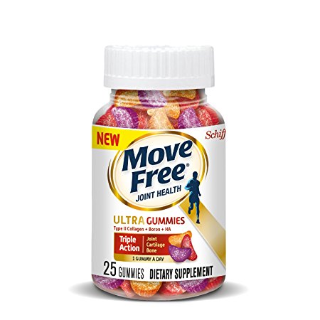 Move Free Ultra Triple Action Gummies, 25 count - Joint Health Supplement with Type II Collagen, Boron and Hyaluronic Acid