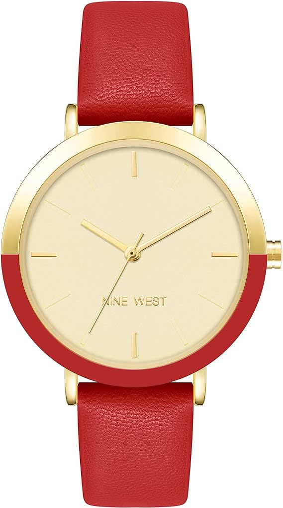 Nine West Women's Strap Watch, Red/Gold, Quartz Movement