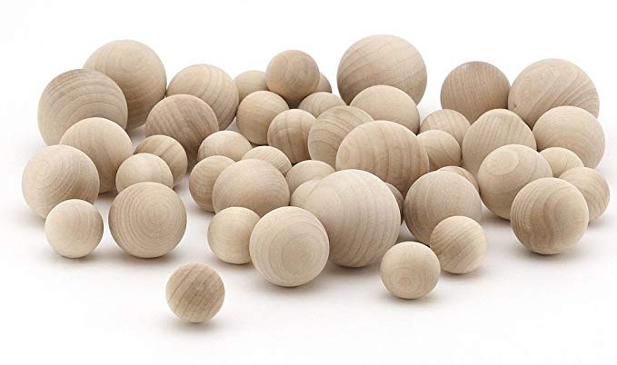 Hygloss Products Wood Craft Balls - Unfinished Natural Wooden Ball – Assorted Sizes, 48 Pack