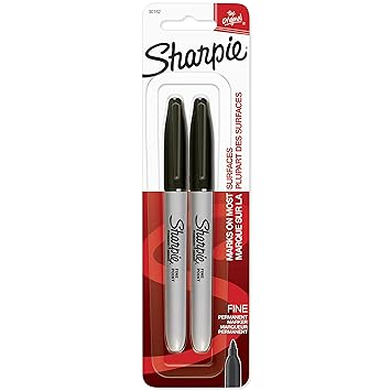 Sanford ShaRP Accessoriesie Permanent Markers, Fine Point, Black, 2-Count