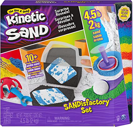 Kinetic Sand, Sandisfactory Set, 4.5lbs of Colored and Rare White, 10 Tools and Molds, Play Sand for Kids Ages 3 and Up, Amazon Exclusive