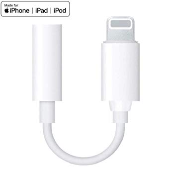 Lightning to 3.5mm Headphone Jack Adapter for iPhone Xs/Xs Max/XR/X (10) / 8/8 Plus/ 7/7 Plus Lightning Headphone Adapter for iPhone Dongle Earphone Splitter AUX Audio & All iOS Connector Cables