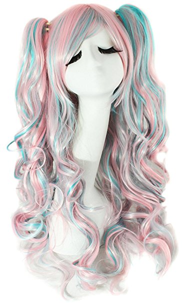 MapofBeauty Lolita 2 Clip Ponytails Long Curly Party Costume Cosplay Wigs