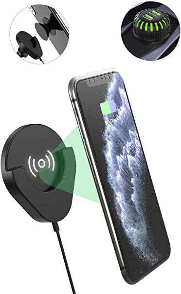 Wireless Car Charger Phone Mount, 10W Qi Fast Charging Car Phone Holder   QC 3.0 Adapter for Dashboard Air Vent/Home Compatible with iPhone 11 Pro Max Xs XR X 8 8 , Samsung S10 S9 S8 S7 Edge
