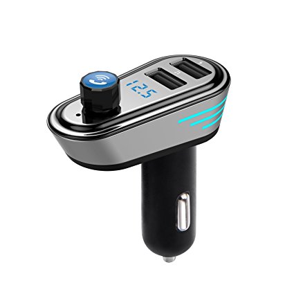 Bluetooth FM Transmitter, GXY KIT Wireless In-Car Radio Transmitter Adapter Car Kit , Universal Car Charger,MP3 Player with Dual USB Charging Ports, Hands Free Calling for iPhone, Samsung, etc