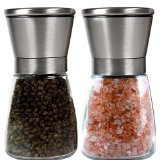 Salt and Pepper Grinder Set - Salt and Pepper Shakers - Adjustable Ceramic Spice Grinder - Easy to Fill Salt and Pepper - Pepper Grinder Maintains Spice Freshness - Pepper Mill - Salt Mill