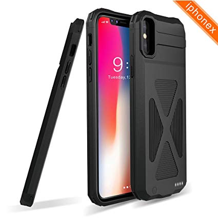 Battery Case for iPhone X / XS, XchuangX 4000mAh Rechargeable Protective Charging Case Slim for Apple iPhone 10 / X (5.8 inch), Support All Types Headphones, Answer Call and Sync-through-Black