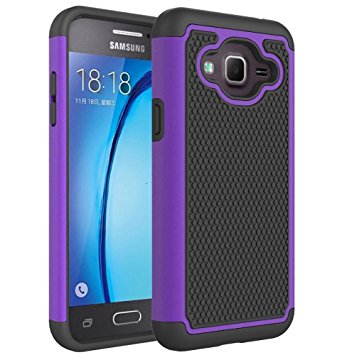 Galaxy J3 Case,Galaxy Express Prime Case,Galaxy Amp Prime Case,Galaxy J3V Case,Asmart Shockproof Hybrid Dual Layer Armor Defender Protective Phone Case Cover for Samsung Galaxy J3 2016 (Purple)