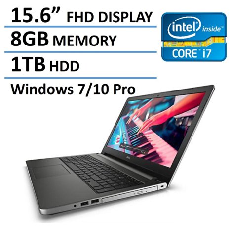 Dell Inspiron 5000 15.6-Inch FHD Anti-Glare Screen Laptop (Windows 7/10 Professional, Skylake Intel Core i7-6500U, AMD Radeon R5 M335 4GB DDR3, 8GB RAM, 1TB HDD, DVD)