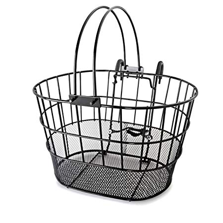 Colorbasket 02270 Mesh Bottom Lift-Off Bike Basket, with Handles, Powder Coated Steel