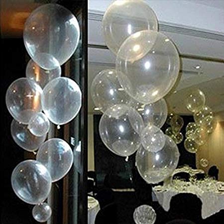 AnnoDeel 50 pcs Clear Transparent Balloons, 12inch Round Clear Latex Balloons for Brithday Balloon Wedding Balloon decoration