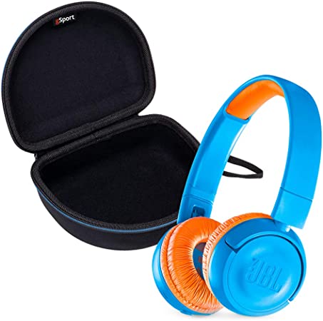 JBL JR 300BT Kids On-Ear Wireless Headphone Bundle with gSport Deluxe Travel Case (Blue)