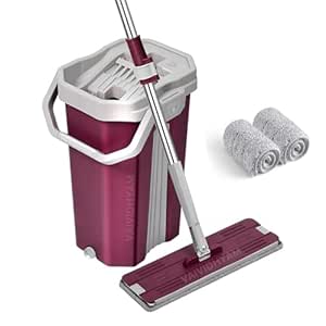 Mop-Heavy-Quality-Floor-Mop-with-Bucket-Flexible-Kitchen-tap-Flat-Squeeze-Cleaning-Supplies-360-Flexible-Mop-Head/2-Reusable-Pads-Clean-Home-Floor-Cleaners0.56(Marron)