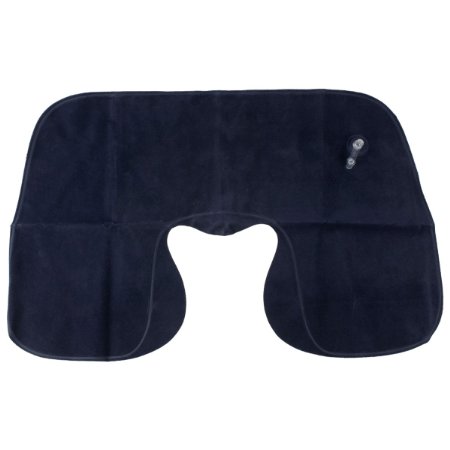 niceEshop(TM) Comfortable Inflatable Horseshoe Shape Travel Pillow Neck U Rest Air Cushion-Blue